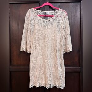 H&M Cream Lace Vintage Style Dress Size 12 NWT